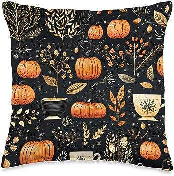 Autumn Leaves Pumpkin Spice by Ryan Co. Thanksgiving Autumn Leaves Pumpkin Spice Pattern Throw Pillow, 16x16, Multicolor by Unknown