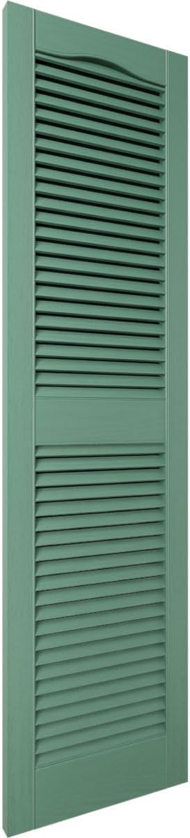Ekena Millwork Lifetime Vinyl LL1S14X03900FG Standard Cathedral Top Center Mullion, Open Louver Vinyl Shutters, w/Installation Shutter-Lok's & Matching Screws (Per Pair), 14.5"W x 39"H, Forest Green
