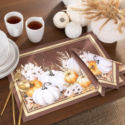 Elrene Home Fashions Wheatland Harvest Fall/Thanksgiving Cloth Dining Rectangle Placemats, 13"x19", Set of 4 - Image 2