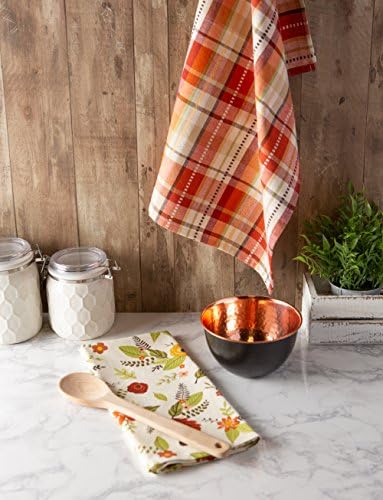 DII Fall Basics Kitchen Dishtowel Collection Printed & Plaid Fall Dish Towel Set, 18x28, Floral Plaid, 2 Count - Image 6