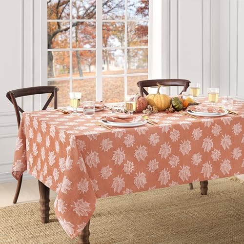 Falling Leaves Jacquard Tablecloth, Sienna - 60" W x 120" L - Image 2
