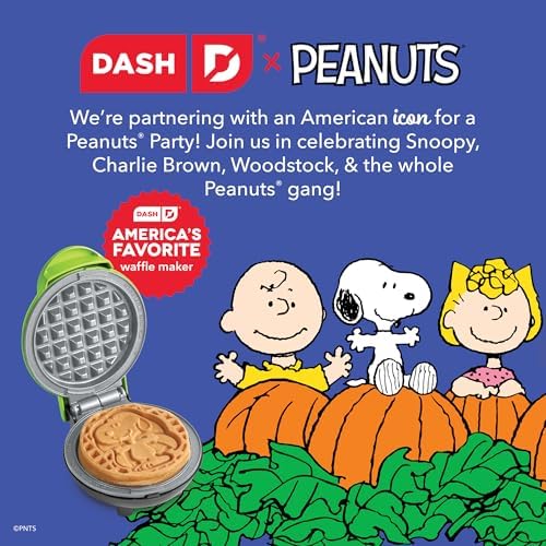 Peanuts x Dash Snoopy Vampire Mini Waffle Maker, Ceramic Nonstick, Green - Image 2
