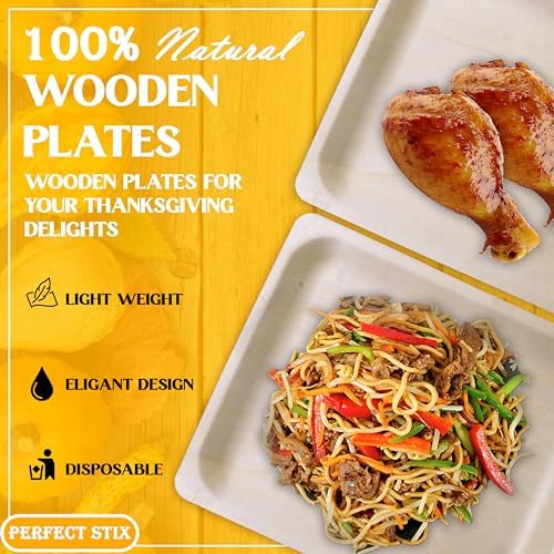 Perfect Stix - 10" Wood Plate "Gobble Til You Wobble" - 10" Disposable Wooden Plates with Thanksgiving Theme Print"Gobble Til You Wobble"- Pack of 25ct, Gobble Plates - Image 4