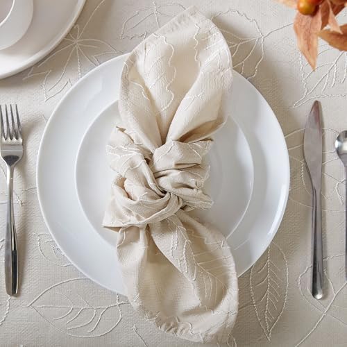 Laura Ashley Set of 6 Raised Embroidered Napkins, Maple Taupe - Image 4