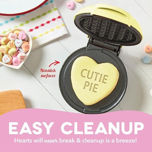 Dash & Sweethearts® Mini Waffle Maker- Mini Machine for Creative Homemade Treats - Nonstick Iron with Unique Print Design - Stylish Waffle Machine - Cutie Pie Yellow - Image 5