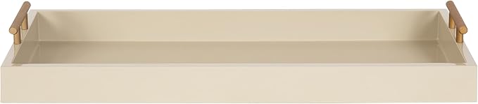 Kate and Laurel Lipton Modern Narrow Tray; 10 x 24; Sand; Midcentury Serving Tray for Storage and Display