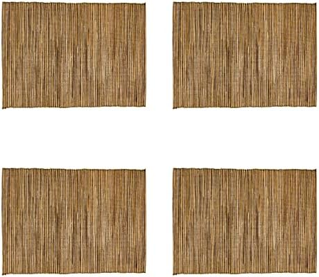 SARO LIFESTYLE Shimmering Woven Nubby Placemats (Set of 4) - Textured Water Hyacinth Placemats with Sparkling Metallic Threads for Dining Tables, Everyday Entertaining and Home Décor, 14"x20", Gold - Image 3