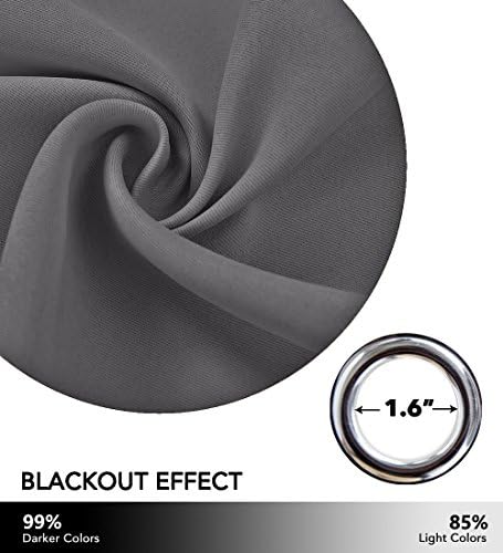 NICETOWN Bathroom Curtain Thermal Insulated Tie Up Window Shade Light Blocking Short Curtains for Kitchen, Grommet Top Panel, 34" Wide by 45" Long, Grey - Image 6