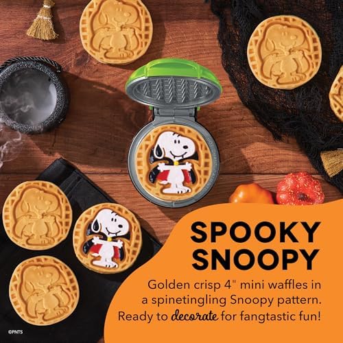Peanuts x Dash Snoopy Vampire Mini Waffle Maker, Ceramic Nonstick, Green - Image 3