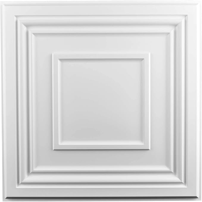 Art3d 48 Pack PVC Ceiling Tiles 24x24 Inches Waterproof Drop Ceiling Tiles/Wall Panels for Interior Wall Decor, Covers 192 Sq.,ft, Pure White