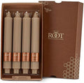 Root Candles 4-Count Unscented Dinner Candles Dripless Beeswax Enhanced Grecian Collenette Boxed Candle Set, 9-Inch, Taupe by RootCandles