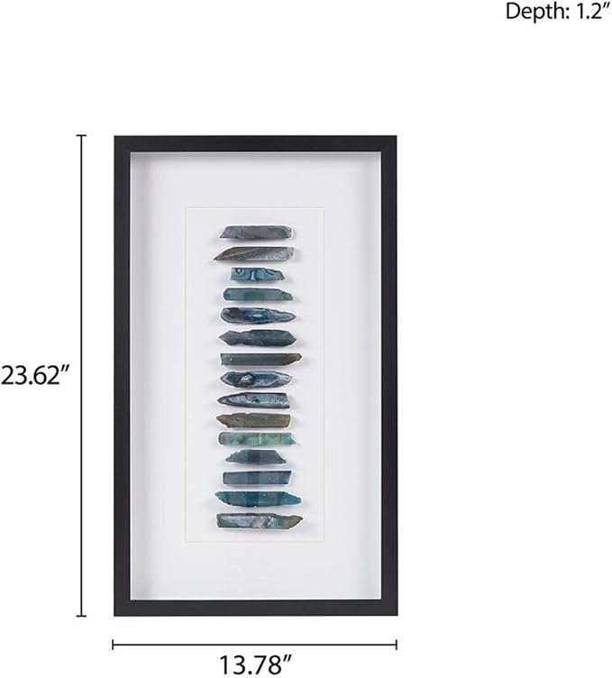 INK+IVY Cerulean Stones Wall Décor Natural Agate, Glass Framed Art for Living Room Entryway Home Accent, Ready to Hang Bedroom Decoration, 13.78" W x 23.62" H, Blue