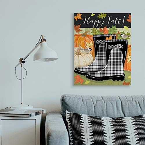 Happy Fall Phrase Black Rainboots, 30 x 40 Inch Canvas Wall Art - Image 3