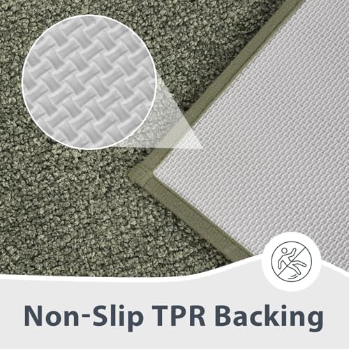 Bathroom Rugs U-Shaped, 20" x 24" Bath Rugs, Sage Green & Budding Green