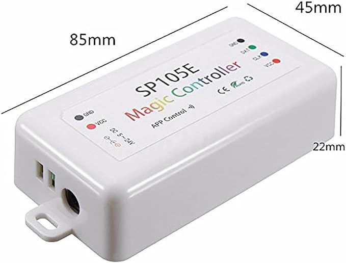 RGBZONE SP105E Bluetooth LED Controller, Smart APP Control, Music Sync for WS2811 WS2812B WS2815 WS2813 WS2801 SK6812 WS2815 SK9822 APA102 etc LED Strip Pixel Fairy String Module Panel Light