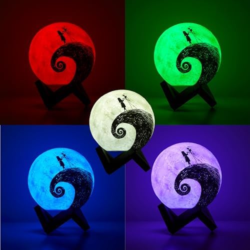 Idea Nuova The Nightmare Before Christmas Spiral Hill LED Mood Light, Color Changing Decorative Lamp Featuring Jack Skellington,Battery Operated Tabletop Light (Pack of 2)