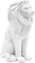 Sitting Lion Decorative Figurine – Tall Polyresin Decor Sculpture Accent – Geometric Figurines & Sculptures Home Decor for Office, Bedroom & Living Room – 11", White