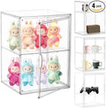 Attelite Acrylic Display Case for Figures 3 Adjustable Layers 4Pack | 2 Tier Clear Storage Bi, Clear Display for Collectibles,Easy Assembly,Stackable Acrylic Box,Dustproof,Magnetic Door