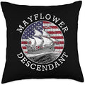 Mayflower Descendant USA Flag Distressed Throw Pillow by Unknown