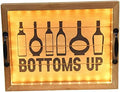 Elegant Designs HG2032-NBU Salento Farmhouse Rectangle Decorative LED Light Up Wooden Serving Tray w Black Metal Handles & Bottoms Up in Black for Décor, Centerpiece, Breakfast, Coffee,Bar, Natural by ElegantDesigns