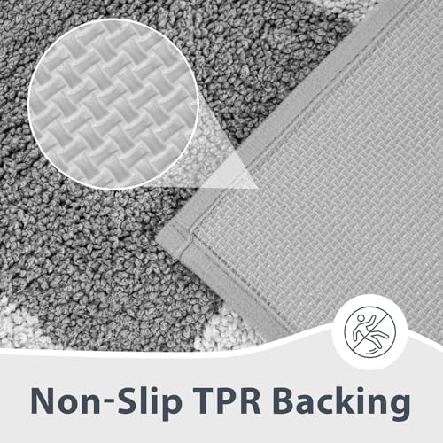 Bathroom Rugs, 30" x 46" Soft Bath Rugs, Checkered Light Grey & Grey