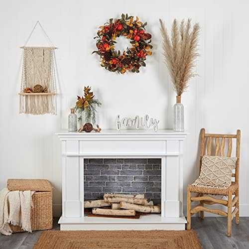 Nearly Natural 26 in Autumn Maple, Persimmons, and Pinecones Fall Wreath - Image 5