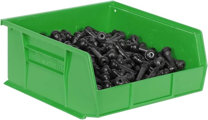 Akro-Mils 30235 AkroBins Plastic Storage Bins, 11"x11"x5", Green, 6-Pack | Space-Saving Stackable Bins for Garage, Pantry, Craft Organization