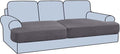 H.VERSAILTEX Stretch 2 Piece T Cushion Sofa Slipcovers Individually Sofa Cushion Covers for 2 Cushion Couch Sofa Seat Cushion Covers with Elastic Bands Featuring Thicker Jacquard Fabric, Grey