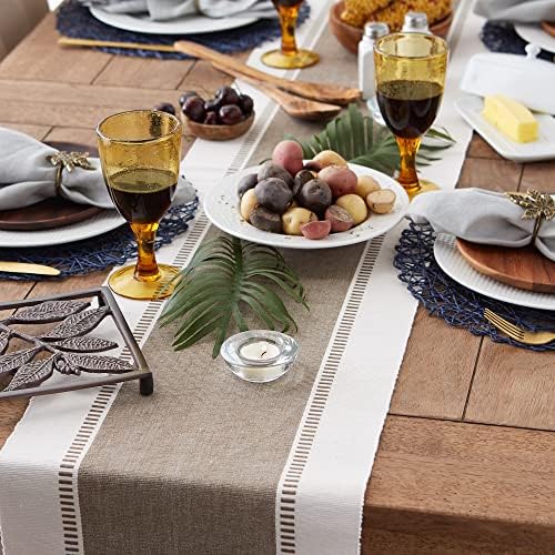 DII Dobby Stripe Table Runner, 13x72, Brown & Cream Background - Image 5
