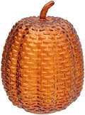 Boston International Handblown Glass Pumpkin with LED Light Thanksgiving Halloween Decorations for Home, Large, Umber Textured by BostonInternational