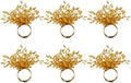 DII Christmas Thanksgiving Holiday Tabletop Décor Collection Decorative Napkin Ring Holder Set, 4" Diameter, Gold Beaded Starburst, 6 Piece by DII