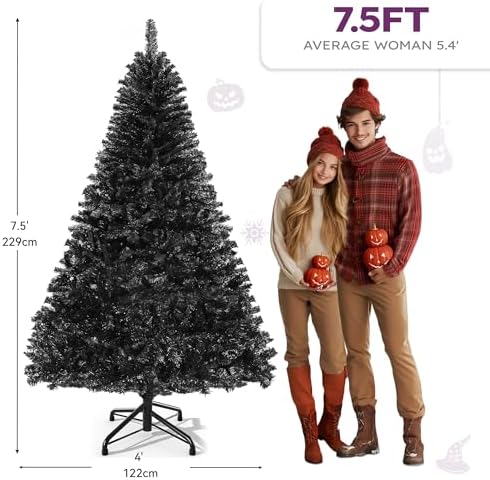 YITAHOME 7.5ft Black Artificial Christmas Tree Halloween Spruce - Image 5