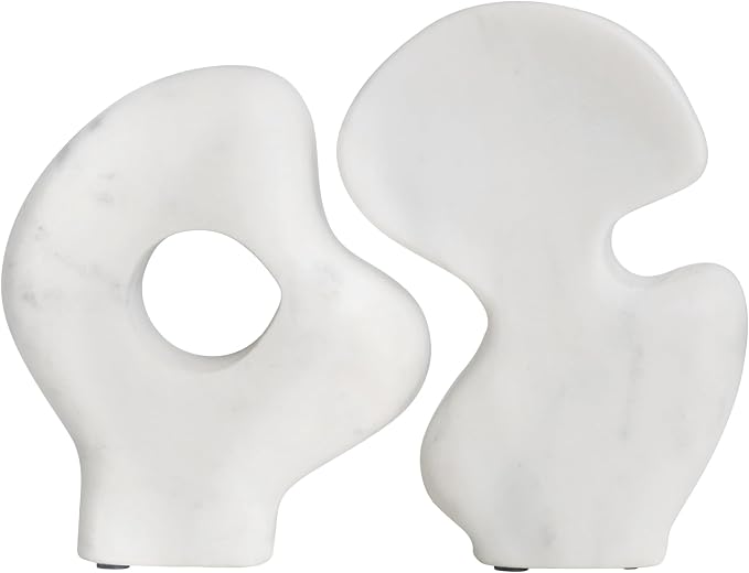 Decorative Abstract Marble Sculptures, Set of 2 Styles, White