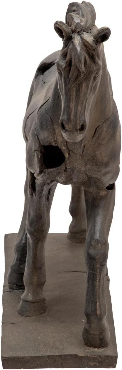 Polyresin Horse Sculpture Statue – Decorative Room Decor Accent, Mantel, Shelf, or Console Placement, Rustic Art Home Decor With Sculptural Movement – 18"x 5"x 16", Brown