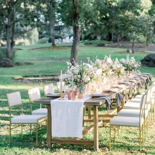 White Table Runners 2 Packs 13x108 Inch Burlap Linen Boho Table Runner - Image 4