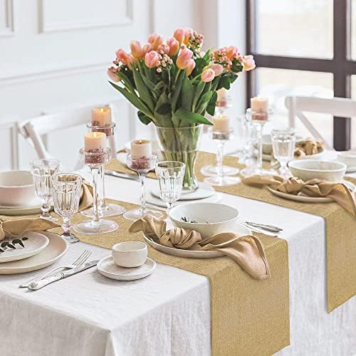 2 Pieces Burlap Table Runners 12x84 Inch Rustic Boho Table Runner - Image 6