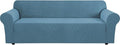 H.VERSAILTEX Stretch Sofa Covers 4 Seater Sofa Slipcovers for Living Room Feature Thick Checked Jacquard Fabric with Elastic Bottom, Sofa X-Large - Storm Blue