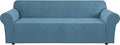 H.VERSAILTEX Stretch Couch Covers for Sofa 1 Piece Slipcovers for Couch and Sofas 3 Seater Couch Cover Feature Thick Checked Jacquard Fabric with Elastic Bottom(Large Sofa 90"-100" Wide, Storm Blue)