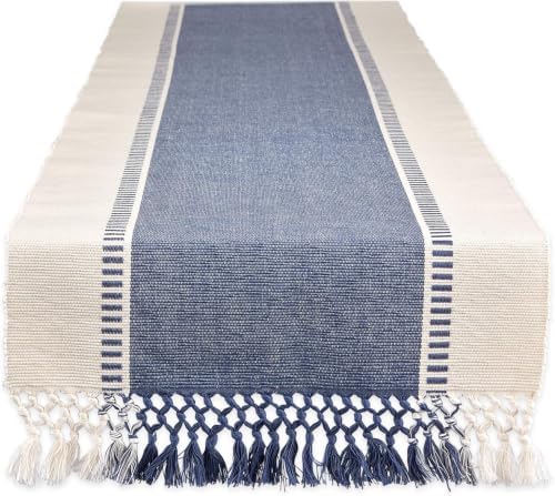 DII Dobby Stripe Woven Table Runner, 13x72-inch, French Blue (Pack of 12) by DII