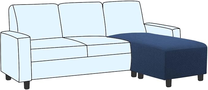 H.VERSAILTEX Ottoman and Sofa Seat Cushion Combined Cover Slipcover Rectangle Sofa Slipcover Fit Length 56"-75" Suitable for L Shaped Seat Cushion Cover or Chaise Part Cover Stretch Thick Soft - Navy