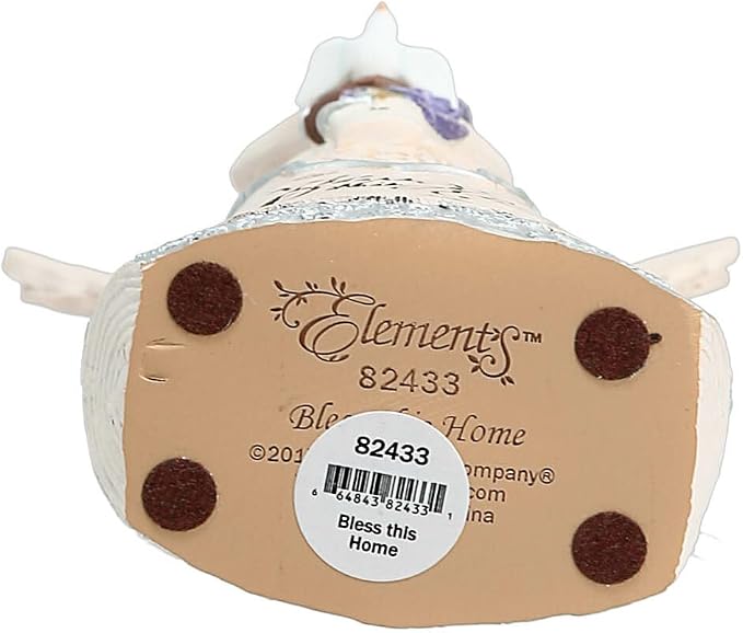 Pavilion Gift Company 82433 Bless This Home 6 Inch Ebony Angel Figurine, Cream