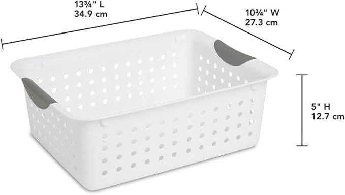 Sterilite Medium Ultra™ Basket, Open Plastic Storage Bin, White, 6 Pack