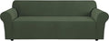 H.VERSAILTEX Stretch Oversized Couch Cover 1 Piece Sofa Slipcovers for Living Room Feature Thick Checked Jacquard Fabric with Elastic Bottom, Sofa X-Large - Bronze Green