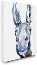 Stupell Industries Donkey Portrait Blue Brown Animal Watercolor Painting Canvas Wall Art, 16 x 20, Design by Artist Jennifer Paxton Parker
