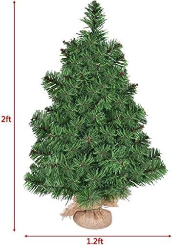 BANGTANE 2FT Mini Christmas Tree, Artificial Tabletop Spruce Xmas Tree with Lifelike Tree Top & Realistic PVC Needles, Burlap Base, Christmas, Thanksgiving Indoor Décor for Home, Office (2FT) - Image 6