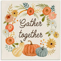 Gather Together Orange Floral, 17 x 17 Inch Canvas Wall Art by StupellIndustries