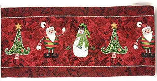 Tache Home Fashion Here Comes Santa Claus Antique Vintage Christmas Eve Traditional Holiday Season Red Decorative Woven Tapestry Table Runners, 13x72 - Image 4