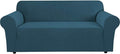 H.VERSAILTEX Stretch Couch Covers for 3 Cushion Couch Sofa Slip Covers for Living Room Feature Thick Checked Jacquard Fabric with Elastic Bottom, Sofa Large - Deep Teal