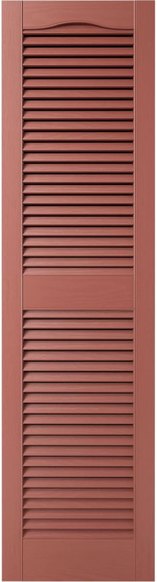 Ekena Millwork Lifetime Vinyl LL1S12X04300RD Standard Cathedral Top Center Mullion, Open Louver Vinyl Shutters, w/Installation Shutter-Lok's & Matching Screws (Per Pair), 12"W x 43"H, Burgundy Red