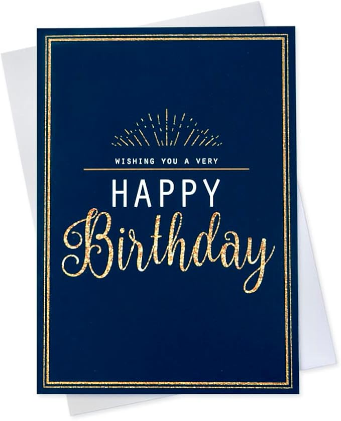 25 Happy Birthday Cards with Envelopes for Business, Work (Golden Rays) | Bulk 25 Pack, Birthday Greeting Card Set, 5x7 in, A7, Office, Employees, Coworkers, Clients, Team Members, USA, B1703